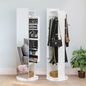 Jewelry Armoire with Full Length Mirror 360¬∞ and Large Capacity Jewelry Organizer Armoire; Lockable Mirror with Jewelry Storage; Coat Rack; Multi Sto