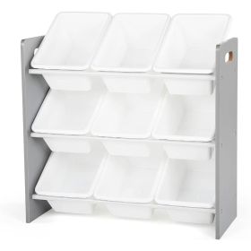 Grey/White Toy Organizer, 9 Bin Storage, 24" Tall, Closet Organizer , Storage Box