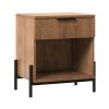 Modern Fluted-Drawer Nightstand with Open Cubby ‚Äì Mocha