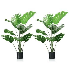 2 Pack Artificial Monstera Deliciosa Tree with 10 Leaves of Different Sizes