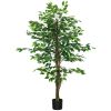 HOMCOM 5ft Artificial Ficus with Pot, Indoor Outdoor Fake Plant for Home Office Living Room D√©cor