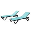 Outdoor Lounge Chair, 2 Pieces Aluminum Plastic Patio Chaise Lounge with 5 Position Adjustable Backrest and Wheels