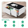 Modern Smart Coffee Table with Built-in Fridge, Bluetooth Speaker, Wireless Charging, Touch Control Panel, USB Ports, Outlet Protection