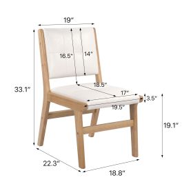 Hengming PU dining chair, no armrest with wooden legs, suitable for kitchen, dining room, living room, bedroom and other occasions,set of 2