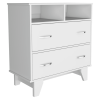 Portanova Two Drawer Dresser, Two Open Shelves, Superior Top, Four Legs -White