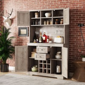 Coffee Bar Cabinet Kitchen Cabinet with Storage, Farmhouse Wine Cabinet with Drawers shelves and cabinets