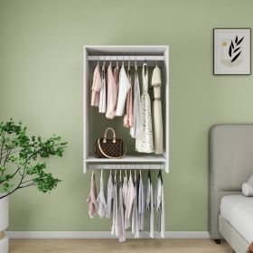 46.8 "H Livelylodge Wooden Modular Closet Strorage :Closet Organizer Modern Open Wardrobe Closet System with Hanging rod and Shelf for Bedroom&Coatroo