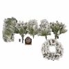 Pre-lit Xmas Tree Artificial Christmas 4-Piece Set,Garland, Wreath and Set of 2 Entrance Trees X-mas with LED Lights, Christmas Tree