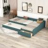 Upholstered Double Twin Size Daybed with Trundle and Drawer, Green