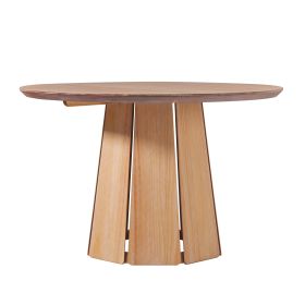 Modern 48" Round Solid Wood Pedestal Dining Table, Cerused White