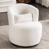 White Plush Swivel Accent Chair - Contemporary Round Armchair with 360¬∞ Rotation and Metal Base for Living Room Elegance