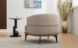 Modern Two-tone Barrel Fabric Chair, Upholstered Round Armchair for Living Room Bedroom Reading Room, Burnt Orange