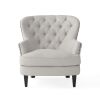 Contemporary Light Grey Fabric Club Chair and Ottoman Set, Stylish Upholstered Armchair with Matching Ottoman