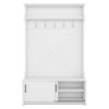 Hall Tree with Storage Bench, Entryway Bench with Drawer and 5 Hooks, Coat Rack with Display Shelf for Hallway Entryways, White