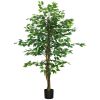 HOMCOM 5ft Artificial Ficus with Pot, Indoor Outdoor Fake Plant for Home Office Living Room D√©cor