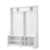 Hall Tree Entryway Bench with Coat Rack, with Shoe Cubbies for bedroom, White, 59.8'' w x 15.8'' d x 76.8''h.