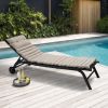 2PCS Set Outdoor Lounge Chair Cushion Replacement Patio Funiture Seat Cushion Chaise Lounge Cushion-KHAKI