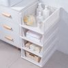 4 Packs Plastic Storage Box Closet Organizer Foldable Storage Bin Stackable Drawer with Slide Rail Push-Pull Storage Basket for Living Room Bedroom Wa