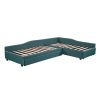 Upholstered Double Twin Size Daybed with Trundle and Drawer, Green