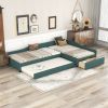 Upholstered Double Twin Size Daybed with Trundle and Drawer, Green