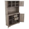 Coffee Bar Cabinet Kitchen Cabinet with Storage, Farmhouse Wine Cabinet with Drawers shelves and cabinets