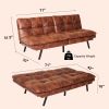 Futon Sofa Bed with Adjustable Backrests Sleeper Couch with Adjustable Armrests Convertible Sofa Couch Bed for Small Space Apartment Living Room Brown