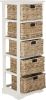 SAFAVIEH Home Collection Vedette Distressed White 5-Drawer Wicker Basket Storage Tower (Fully Assembled)