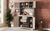 Coffee Bar Cabinet Kitchen Cabinet with Storage, Farmhouse Wine Cabinet with Drawers shelves and cabinets