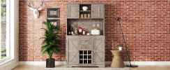 Coffee Bar Cabinet Kitchen Cabinet with Storage, Farmhouse Wine Cabinet with Drawers shelves and cabinets