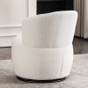 White Plush Swivel Accent Chair - Contemporary Round Armchair with 360¬∞ Rotation and Metal Base for Living Room Elegance