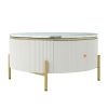 Modern Round Coffee Table with 2 large Drawers Storage Accent Table(31.5'')