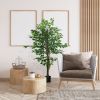 HOMCOM 5ft Artificial Ficus with Pot, Indoor Outdoor Fake Plant for Home Office Living Room D√©cor