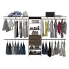 Plego 69"W - 118"W Drawers Closet System, Five Shelves, Four Hanging Rods, Three Drawers -Dark Walnut