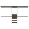 Plego 69"W - 118"W Drawers Closet System, Five Shelves, Four Hanging Rods, Three Drawers -Dark Walnut