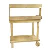 Bosonshop Wood Potting Bench Work Station Table with Tabletop Removable Sink Drawer Shelves Hooks on Wheels