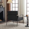 Leisure Lounge Chair Arm Chair with Metal Frame, Upholstered Side Chair Comfy Sitting Chair for Living Room, Black Chenille