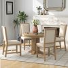 TREXM 5-Piece Dining Set Extendable Round Table and 4 Upholstered Chairs Farmhouse Dining Set for Kitchen, Dining Room(Natural Wood Wash)