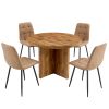 5 Piece Round Dining Table Set, Modern Round Table and 4 Upholstered Chairs for Dining Room, Kitchen Room, Living Room, Easy Assembly