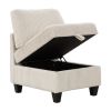 Modern Living Room Furniture Beige Armless Chair with Storage Corduroy Fabric Upholstery 1pc Modular Armless Chair