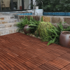 30 PCS Interlocking Deck Tiles Striped Pattern, 12" x 12" Square Acacia Hardwood Outdoor Flooring for Patio, Bancony, Pool Side,...