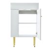 21.6" white Bathroom vanity, Combo Cabinet, Bathroom Storage Cabinet, Single Ceramic Sink, Left side storage