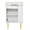 21.6" white Bathroom vanity, Combo Cabinet, Bathroom Storage Cabinet, Single Ceramic Sink, Left side storage