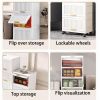 5-Layers Flip Open Storage Box With Wheels, Movable Storage Cabinet, Kitchen Shelf, Movable Storage Island, Home Organization, Wardrobe Storage Box