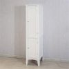 Tall Narrow Tower Freestanding Cabinet with 2 Shutter Doors 5 Tier Shelves for Bathroom, Kitchen ,Living Room ,Storage Cabinet,White