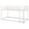 Floor Bunk Bed with Ladder , White