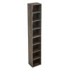 8-Tier Media Tower Rack, CD DVD Slim Storage Cabinet with Adjustable Shelves, Tall Narrow Bookcase Display Bookshelf for Home Office