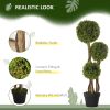 Artificial Plant for Home Decor Indoor & Outdoor Fake Plants Artificial Tree in Pot, 3 Ball Boxwood Topiary Tree for Home Office, Living Room Decor