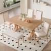 TOPMAX Farmhouse Classical 6-Piece Dining Table Set with Trestle Legs,Kitchen Table Set for 6 with 4 Upholstered Dining Chairs and Bench, Natural