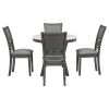 5-piece Dining Round Table Set with One Faux Marble Top Dining Table and Four PU-leather Chairs,Grey