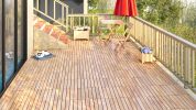 30 PCS Interlocking Deck Tiles Striped Pattern, 12" x 12" Square Yellow Acacia Hardwood Outdoor Flooring for Patio, Bancony, Pool Side,...